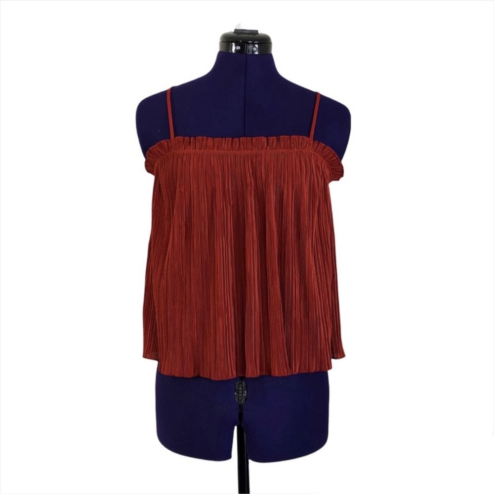 Madewell Orange Textured Ruffle Tank Top